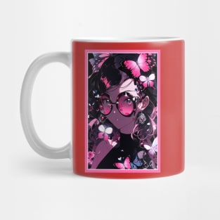 Aesthetic Anime Girl Pink Rosa Black | Quality Aesthetic Anime Design | Premium Chibi Manga Anime Art Mug